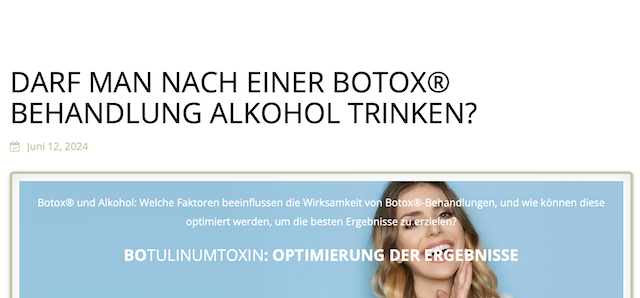 Alkohol nach einer Botox Behandlung